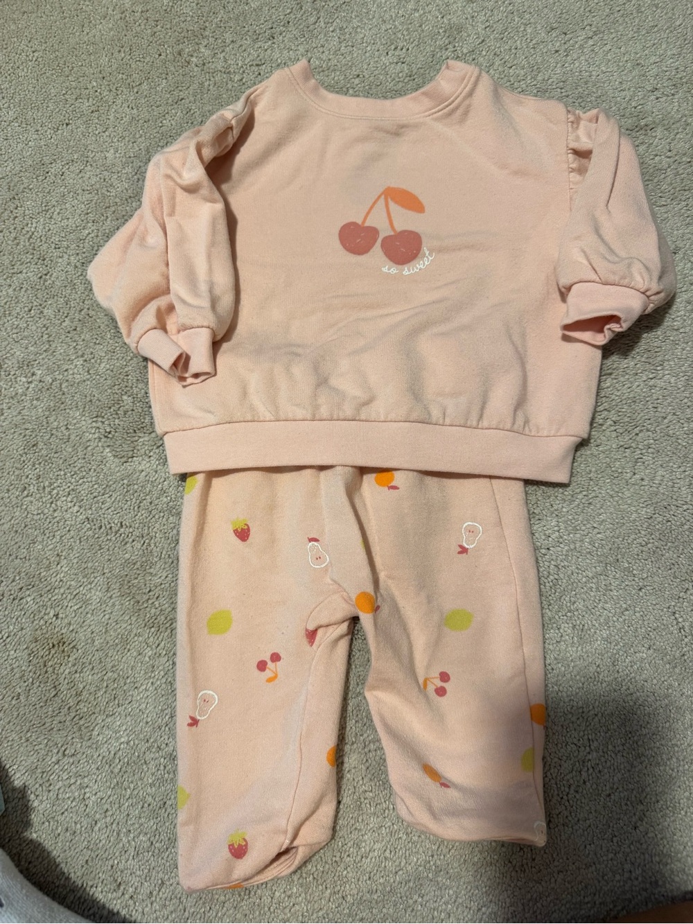 cloud island Peach Fruit Graphic Sweatshirt Set